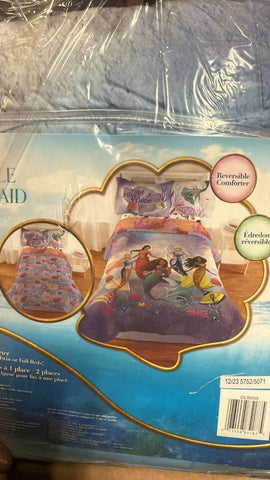 Disney Little Mermaid "Aquatic Outlines" Comforter for Kids Twin/Full