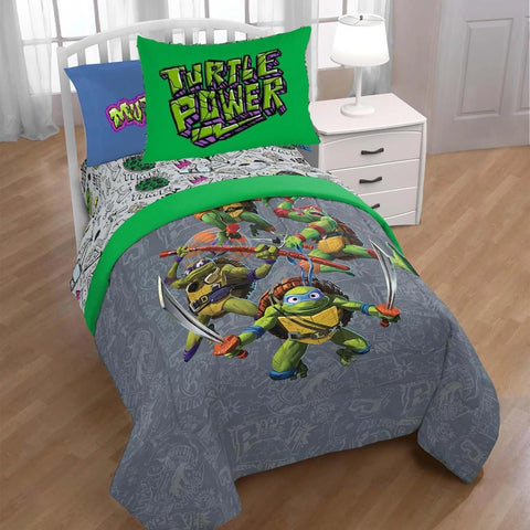 Teenage Mutant Ninja Turtles 5 Pcs Full Bed in a Bag for Kids - Comforter, Bed Sheets, and 2 Pillowcases