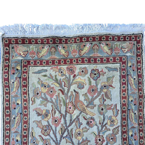 Al Ahmedani Linen Tree of Life Deer Birds Rectangle Area Rug Wonderful Design Wool Silk Hand Knotted Home Decor Indoor Carpet (5.3 x 2.11)'