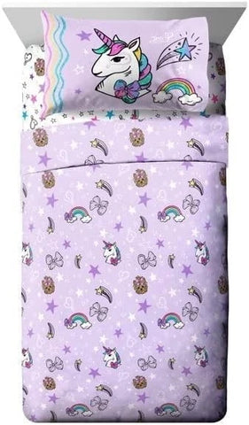 JoJo Siwa 4-Piece Twin Bed in a Bag Sheet Set – Includes Comforter, Flat & Fitted Sheet and Reversible Pillowcase