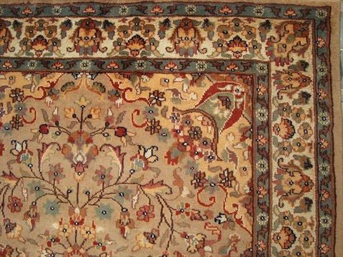 AHMEDANI Floral Ivory Touch Medallion Gorgeous Designed Rectangle Area Rugs Hand Knotted Wool Silk Carpet (6 X 4)'