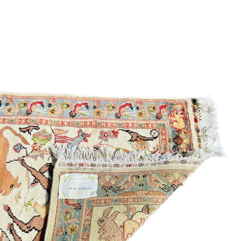 Al Ahmedani Linen Hunting Tree of Life Wonderful Design Rectangle Hand Knotted Area Rug Home Decor Wool Silk Indoor Carpet (3.4 x 2.1)'