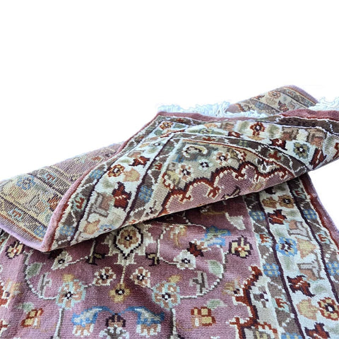Al Ahmedani Linen Floral Medallion Pink Rectangle Area Rug Wonderful Design Wool Silk Hand Knotted Home Decor Indoor Carpet (3.2 x 1.10)'