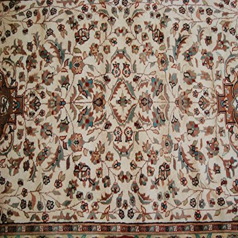 Exclusive Floral Medallion Allover Rectangle Area Rug Hand Knotted Wool Silk Carpet (6 x 4)'