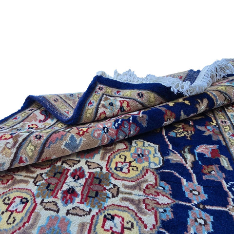 Exclusive Royal Blue Floral Oriental Area Rug Hand Knotted Wool Silk Carpet (5 X 3)'