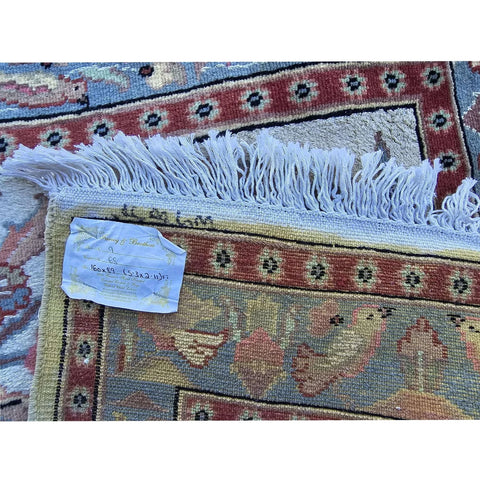 Al Ahmedani Linen Tree of Life Deer Birds Rectangle Area Rug Wonderful Design Wool Silk Hand Knotted Home Decor Indoor Carpet (5.3 x 2.11)'