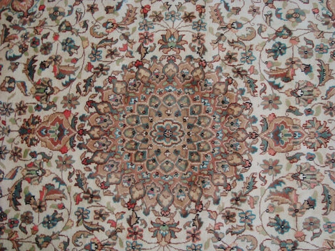 Exclusive Moon Medallion Floral Oriental Area Rug Hand Knotted Wool Silk Carpet (9 x 6)'