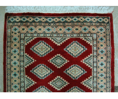 Exclusive Red Abstract Jaldar Flowers Area Rug Hand Knotted Wool Silk Carpet (4 x 2.6)'