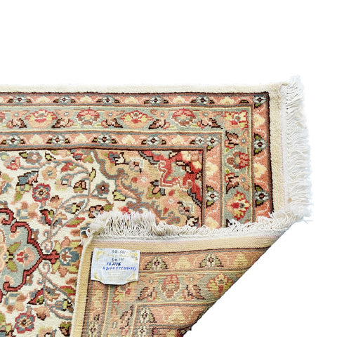Al Ahmedani Linen Floral Medallion Wonderful Design Rectangle Hand Knotted Area Rug Home Decor Wool Silk Indoor Carpet (4.2 x 2.6)'
