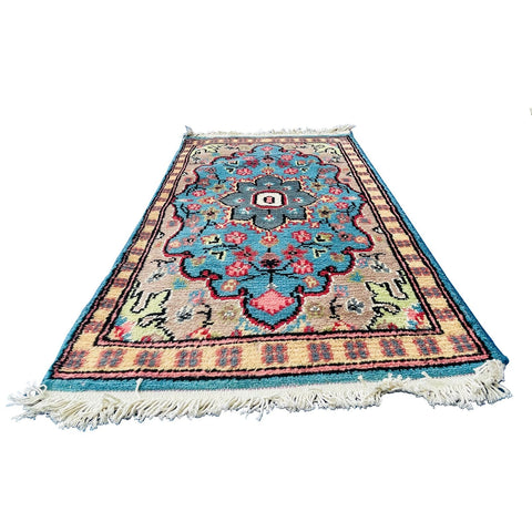 Al Ahmedani Linen Ferozi Floral Medallion Wonderful Design Rectangle Hand Knotted Area Rug Home Decor Wool Silk Indoor Carpet (3.0 x 2.0)'