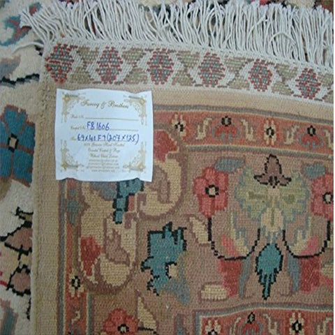 Exclusive Ivory Medallion Designed Rectangle Area Rugs Hand Knotted Wool Silk Carpet (6 x 4)'