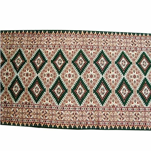 Awesome Dark Green Jaldar Hand Knotted Wool Silk Carpet Runner Rug (14.6 x 2.5)'