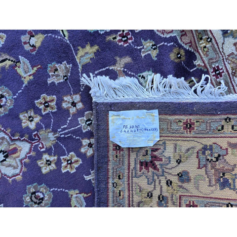 Al Ahmedani Linen Lilac Purple Floral Medallion Rectangle Area Rug Wonderful Design Wool Silk Hand Knotted Home Decor Indoor Carpet (6.4 x 4.2)'