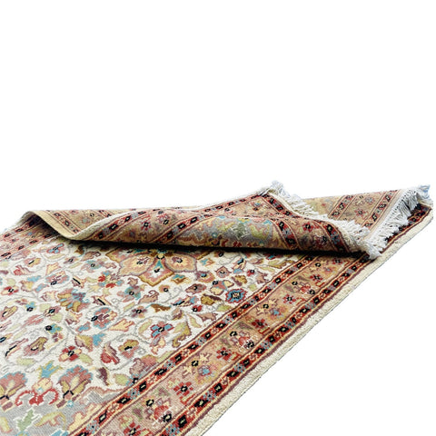 Al Ahmedani Linen Floral Medallion Rectangle Hand Knotted Wonderful Design Area Rug Home Decor Wool Silk Indoor Carpet (4.0 x 2.7)'