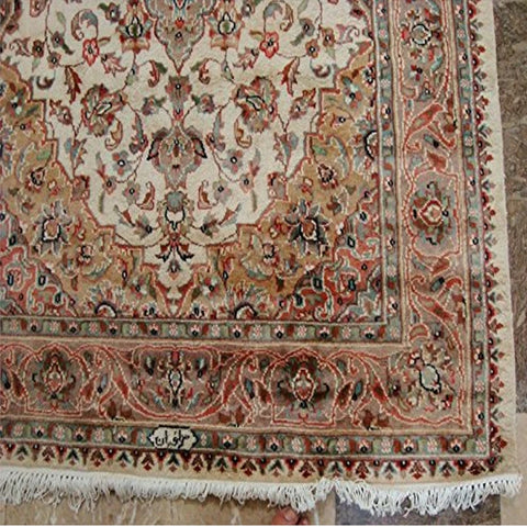 AL AHMEDANI LINEN Awesome Sarafiann Floral Medallion Area Rug Hand Knotted Wool Silk Carpet (6 x 4)'