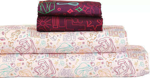 Disney Princess 4 Piece Full Bedding Sheet Set for Kids - Flat Sheet, Fitted Sheet and 2 Pillowcases