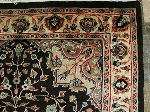 Excellent Hot Brownie Choco Medallion Rectangle Area Rug Wool Silk Hand Knotted Carpet (6 X 4)'