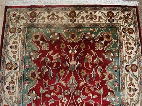 Exclusive Love Red Floral Medallion Lovely Area Rug Hand Knotted Wool Silk Carpet (6 X 4)'
