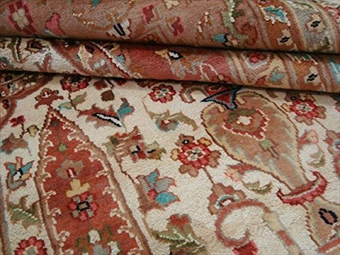 Jhoomar Mehrab Floral Vase Guldasta Hand Knotted Area Rug Wool Silk Carpet (8 x 5)'