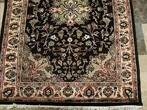 Excellent Hot Brownie Choco Medallion Rectangle Area Rug Wool Silk Hand Knotted Carpet (6 X 4)'