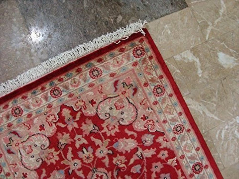 Awesome Love Red Floral Hand Knotted Oriental Rug Wool Silk Carpet Pair (4 x 2.6)'