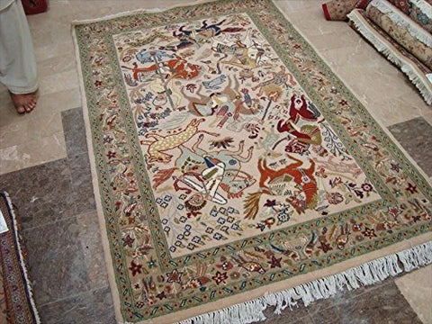 Horses King Hunting Classic Hand Double Knotted Fine Rug Indoor Carpet (6 X 4)'
