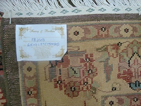 Exclusive Medallion Floral Green Hand Knotted Rectangle Area Rug (4 x 6)'