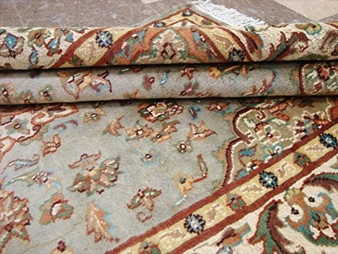 Awesome Exotic Grey Silver Floral Medallion Area Rug Hand Knotted Wool Silk Carpet (6 x 4)'