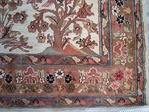Bird Love Tree Life Exclusive Designed Area Rug Hand Knotted Silk Wool Carpet (6 x 4)'