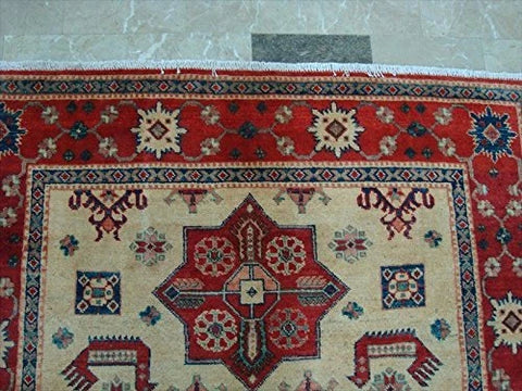 Kazak Super Geometric Veg Dyed Mahal Rectangle Rug Hand Knotted Carpet (6.6 x 5.0)'