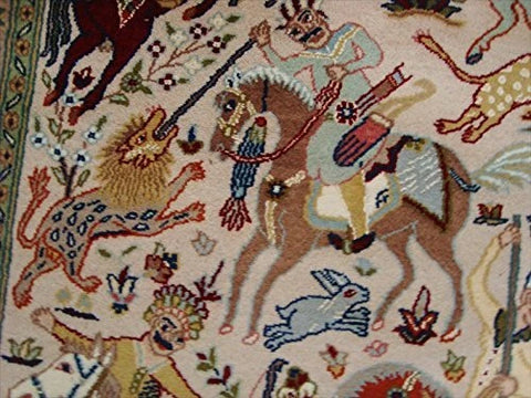 Horses King Hunting Classic Hand Double Knotted Fine Rug Indoor Carpet (6 X 4)'