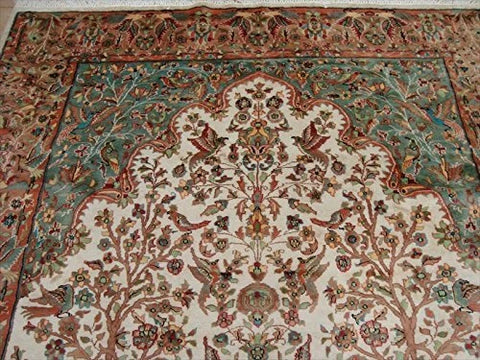 Exclusive Area Rug Tree of Life Peace Birds Rectangle Hand Knotted Carpet Silk Wool (10.3 x 7.3)'