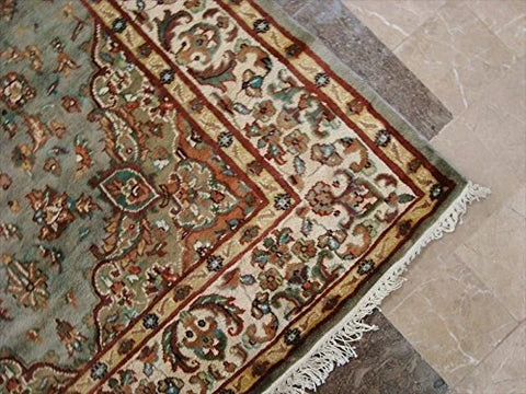 Awesome Exotic Grey Silver Floral Medallion Area Rug Hand Knotted Wool Silk Carpet (6 x 4)'
