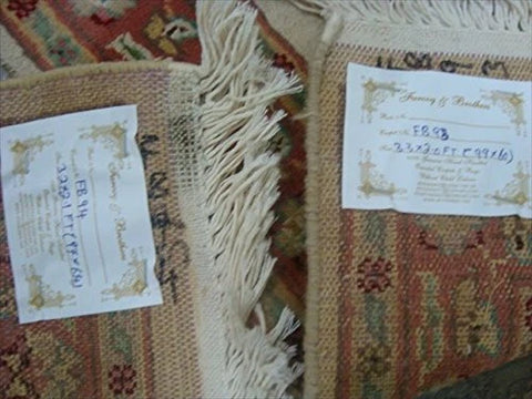 AHMEDANI Excellent Ivory Flowers Medallion Hand Knotted Rug Wool Silk Carpet Pair (3 X 2)'