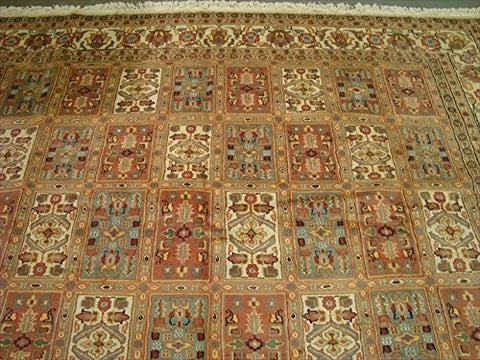 Bakhtiari Pestal Flower All Over Rectangle Area Rug Wool Silk Hand Knotted Carpet (12.1 x 9.2)'