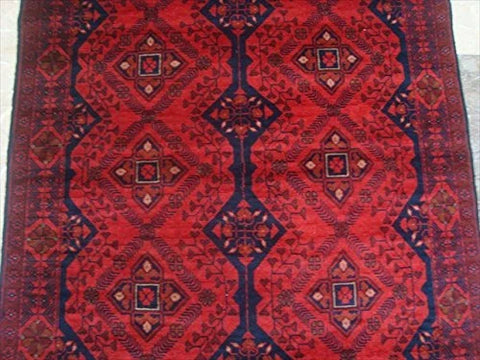 Exclusive Afghan Khal Muhamadi Dark Red Rectangle Area Rug Hand Knotted Wool Carpet (6.5 x 4.0)'