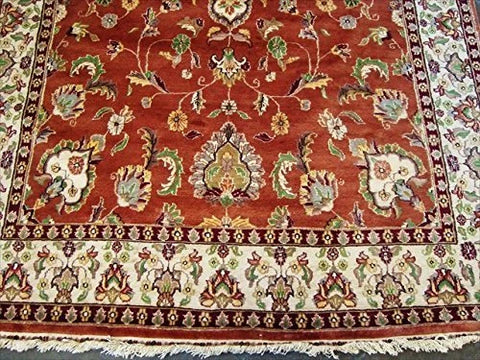 Exclusive Fire Flies Designed Copper Ivory Rectangle Area Rug Wool Silk Hand Knotted Carpet (9 X 6)'