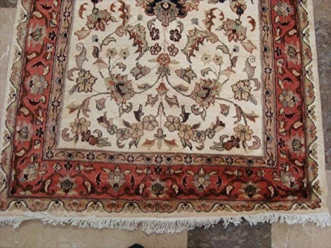 Kash Ivory Medallion Floral Gorgeous Designed Rectangle Area Rug Wool Silk Hand Knotted Carpet (6 x 4)'