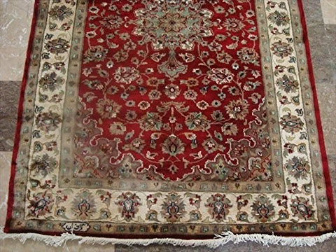 Exclusive Red Floral Lovely Rare Hand Knotted Rug Wool Silk Carpet (6 x 4)'