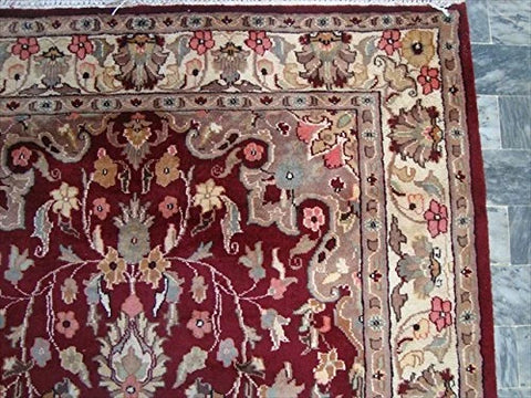 AHMEDANI Shahe-Taj Ruby Red Exclusive Area Rug Hand Knotted Wool Silk Carpet (6 x 4)'