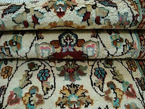 Love Ivory Floral Medallion Hand Knotted Runner Rug Wool Silk Carpet (6 x 2)'