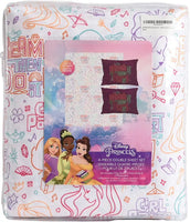 Disney Princess 4 Piece Full Bedding Sheet Set for Kids - Flat Sheet, Fitted Sheet and 2 Pillowcases