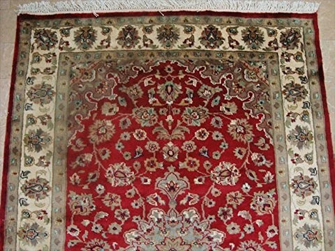 Exclusive Red Floral Lovely Rare Hand Knotted Rug Wool Silk Carpet (6 x 4)'