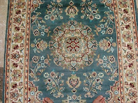 Exclusive Flower Ivory Touch Lovely Rectangle Area Rug Hand Knotted Wool Silk Carpet (6 X 4)'