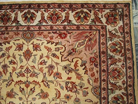 Cream Floral Hot Ivory Touch Medallion Area Rug Hand Knotted Wool Silk Carpet (6 X 4)'