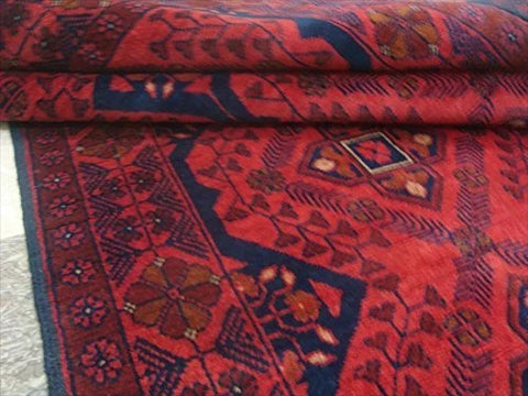 Exclusive Afghan Khal Muhamadi Dark Red Rectangle Area Rug Hand Knotted Wool Carpet (6.5 x 4.0)'