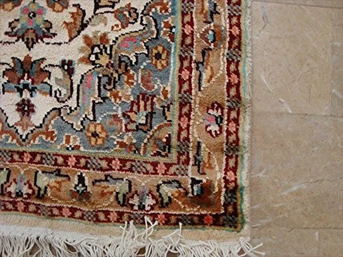 Love Ivory Floral Medallion Hand Knotted Runner Rug Wool Silk Carpet (6 x 2)'
