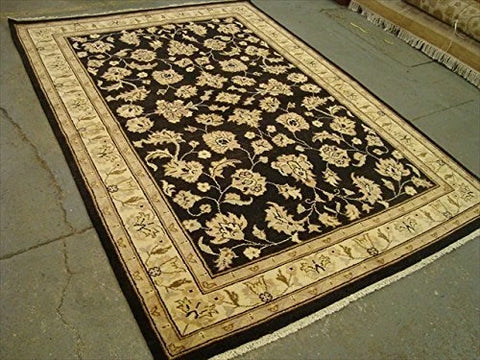 Excellent Black Chobi Zeigler Mahal Vege Dyed Area Rugs Hand Knotted Carpet (7.11 x 5.8)'