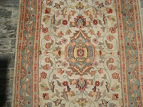 AHMEDANI Classic Medallion Floral Rectangle Area Rug Hand Knotted Wool Silk Carpet (5 x 3)'