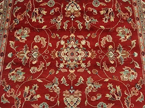 AHMEDANI Rectangle Area Rug Amazing Red Floral Hand Knotted Silk Wool Carpet (10 x 7)'